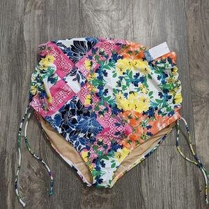 Swim by Cacique NEW Women's swim brief bottoms tropical print size 24